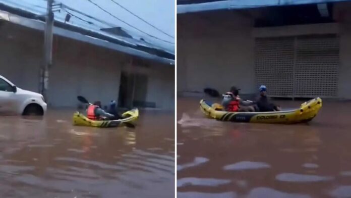 Ciudadanos navegan en botes: Torrencial lluvia expone fallas en el sistema de drenaje en Juliaca