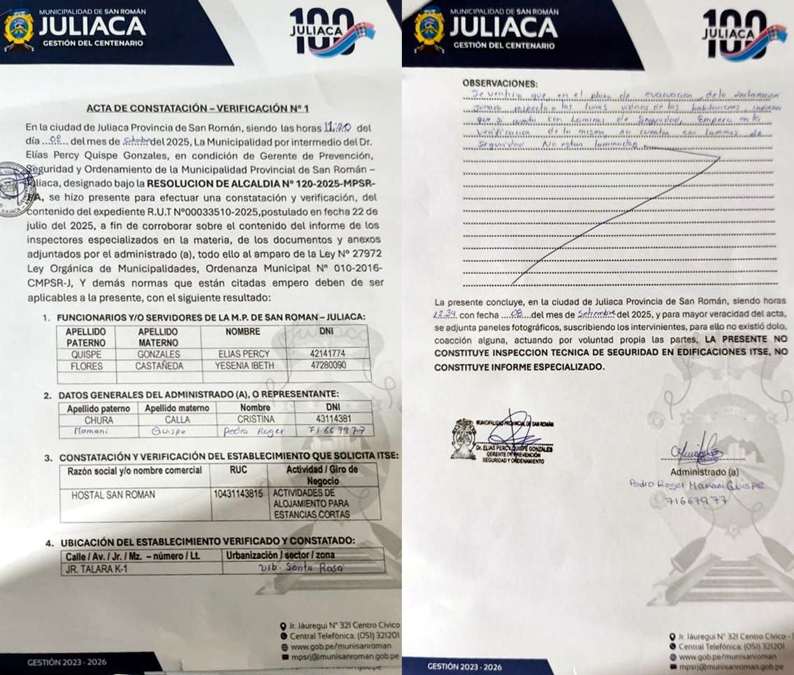 acta de constatación ERPQ