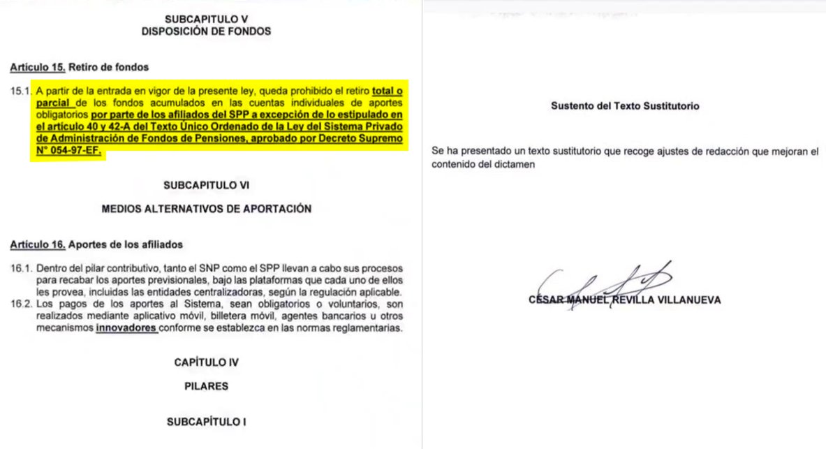 texto sustitutorio congresista César Revilla suscribió el proyecto de ley