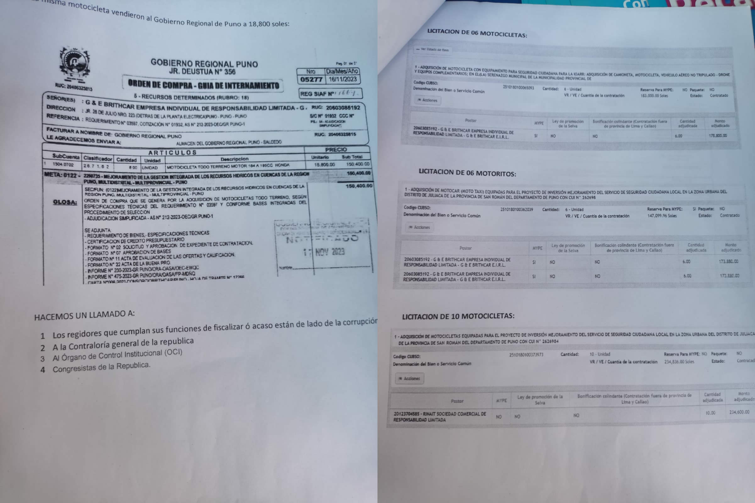 Denuncian sobrevaloración en compra de motos