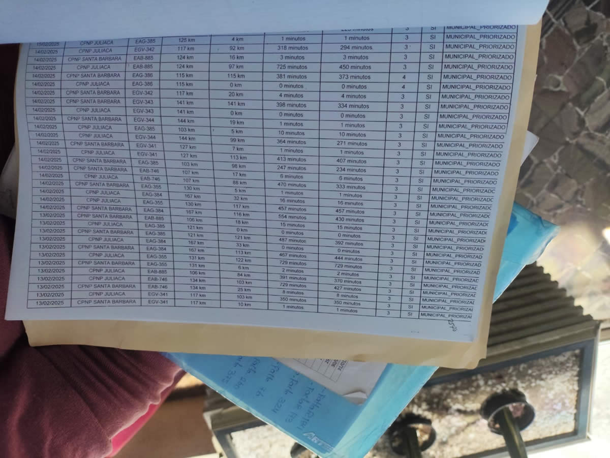 detalle de entrega combustible entregado a patrulleros de serenazgo